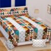 Sanganeri Handblock colored triangle King size bedcover