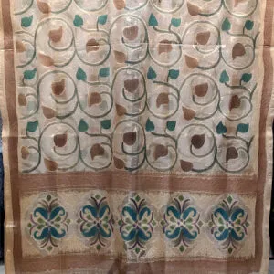 Banarasi Kora Silk Dupatta Hand Painted (Coffee Color) | 40%
