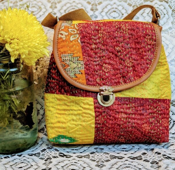 Handmade Kantha stitch sling bag