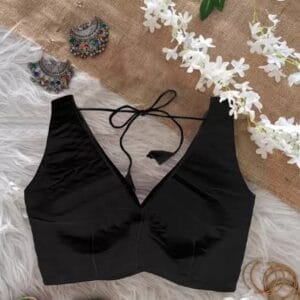 Black cotton sleeveless blouse