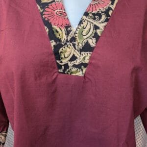 Handblock Kalamkari Border Cotton Top