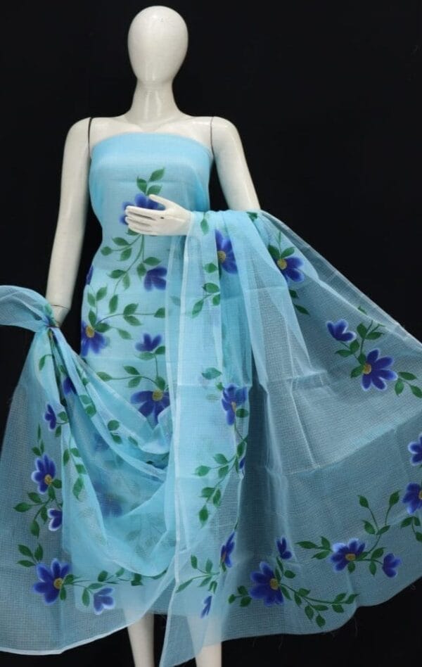 Kota Doriya Hand Painted Unstitched Suit
