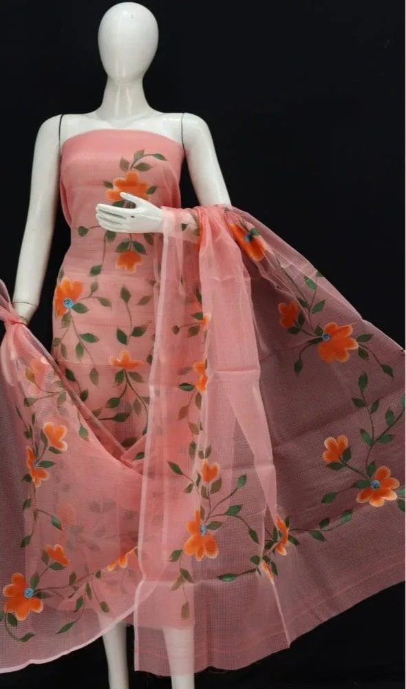 Kota Doriya Hand Painted Unstitched Suit