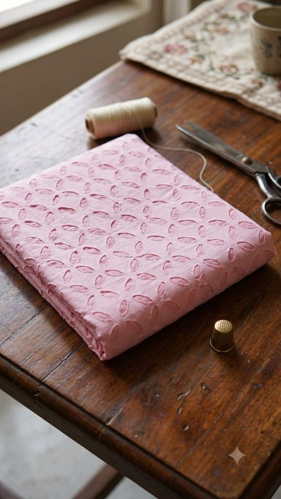Applique Handwork cotton Material Pink Applique Handwork cotton Material Pink