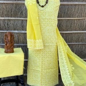 Applique Handwork Cotton yellow Material