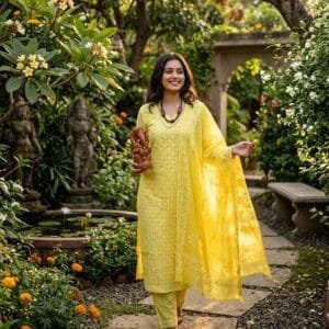 Applique Handwork Cotton yellow Material