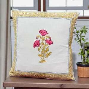 Hand Block Printed Cotton Cushion Covers Set of 5 – Floral Design