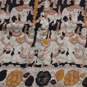 Handmade Andhra Kalamkari Cotton Silk Saree with traditional Kalamkari artwork from Andhra Pradesh