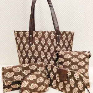 Handcrafted Cotton Fabric Bag Combo Set – 5 Piece Collection