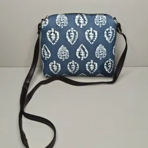 Blue Handblock Print Cotton Sling Bag for Women