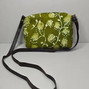 Green Hand Block Print Sling Bag for Women