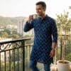 Dark Blue ikat cotton long kurta