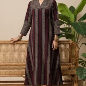 Ajrak Vegetable Dyed One Piece with sleeves |Online|Urbanshilp