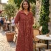 Ajrak vegetable dyed one piece dress from Kutch