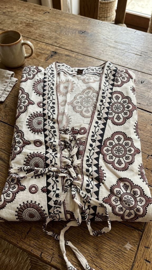 white one piece3 "Natural dye Ajrak print one piece online India"