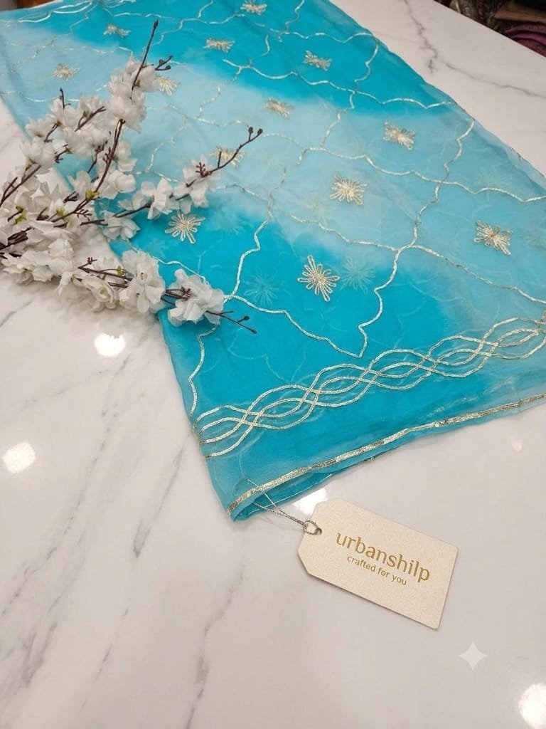 light blue gotta patti3 Rajputi Gottapatti saree
