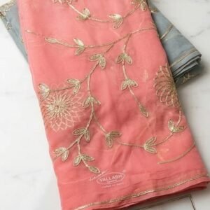 Handcrafted light pink Gota Patti saree from Rajasthan, Urbanshilp