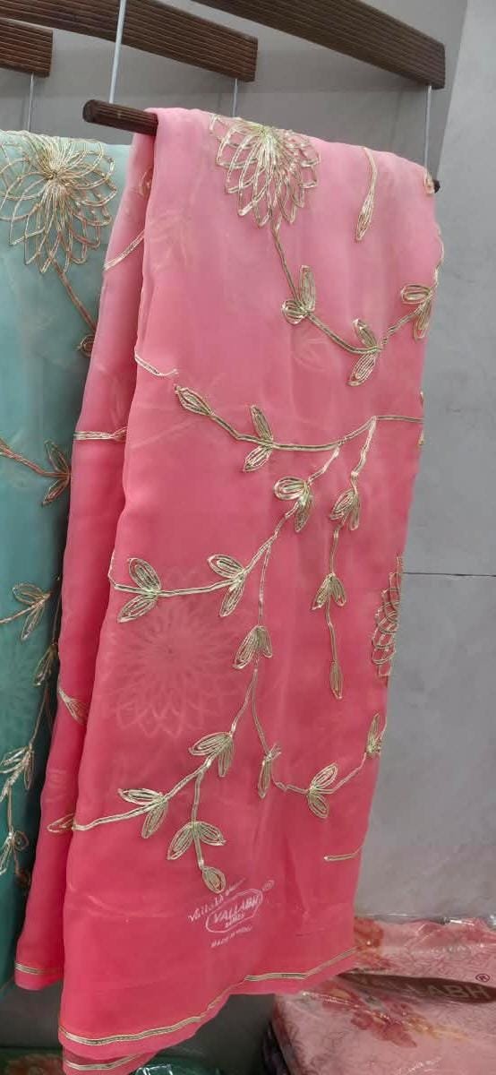 pink shades gotta patti3 Handcrafted light pink Gota Patti saree from Rajasthan, Urbanshilp